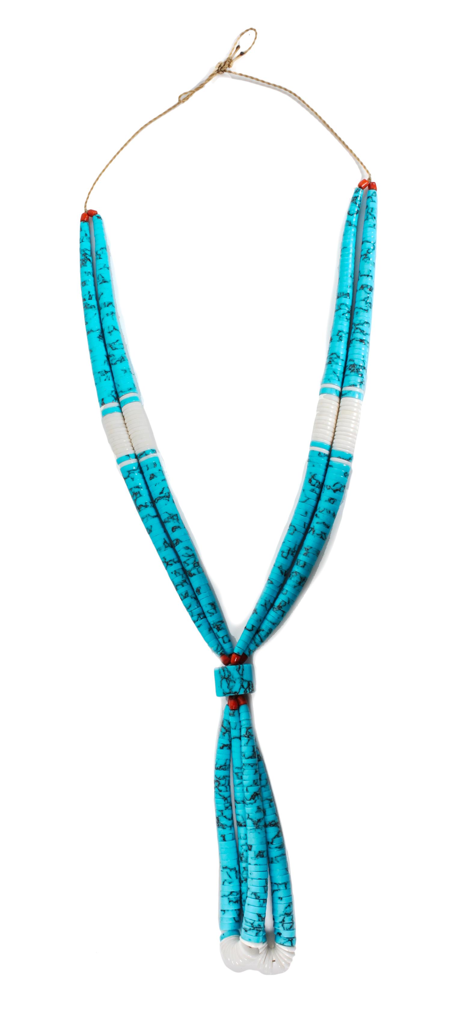 Two Southwestern Style Necklaces Length of first 30 inches; jocla 4 3/4 inches.