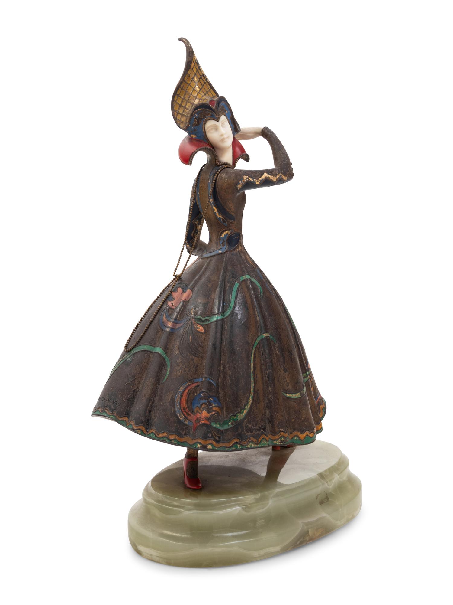 An Art Deco Bronze and Onyx Sculpture