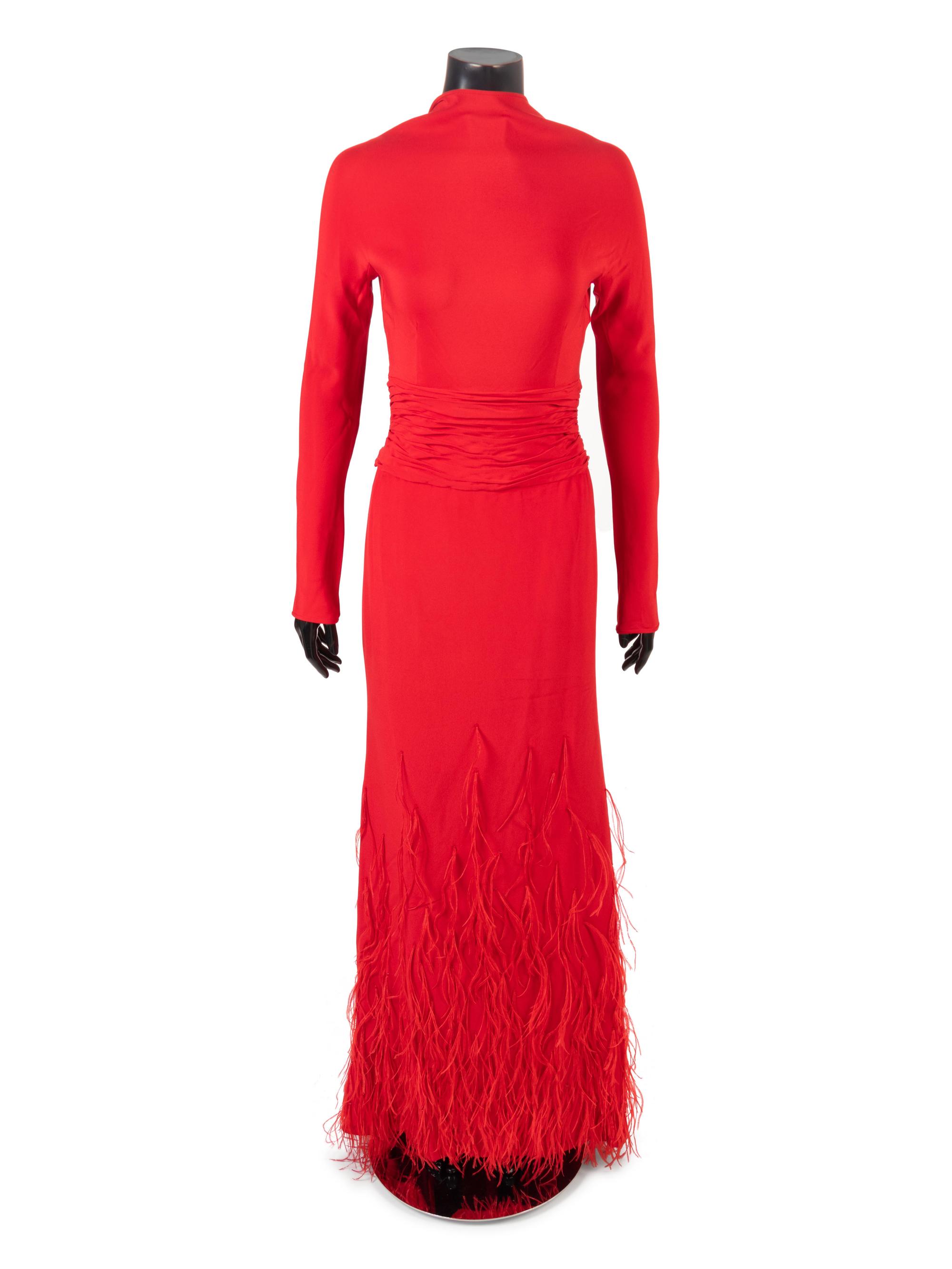 Valentino Evening Dress with Feather Detail, 1970-80s