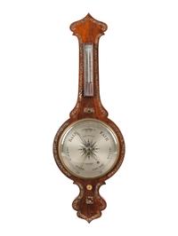 An English Mother-of-Pearl Inlaid Rosewood Wheel Barometer