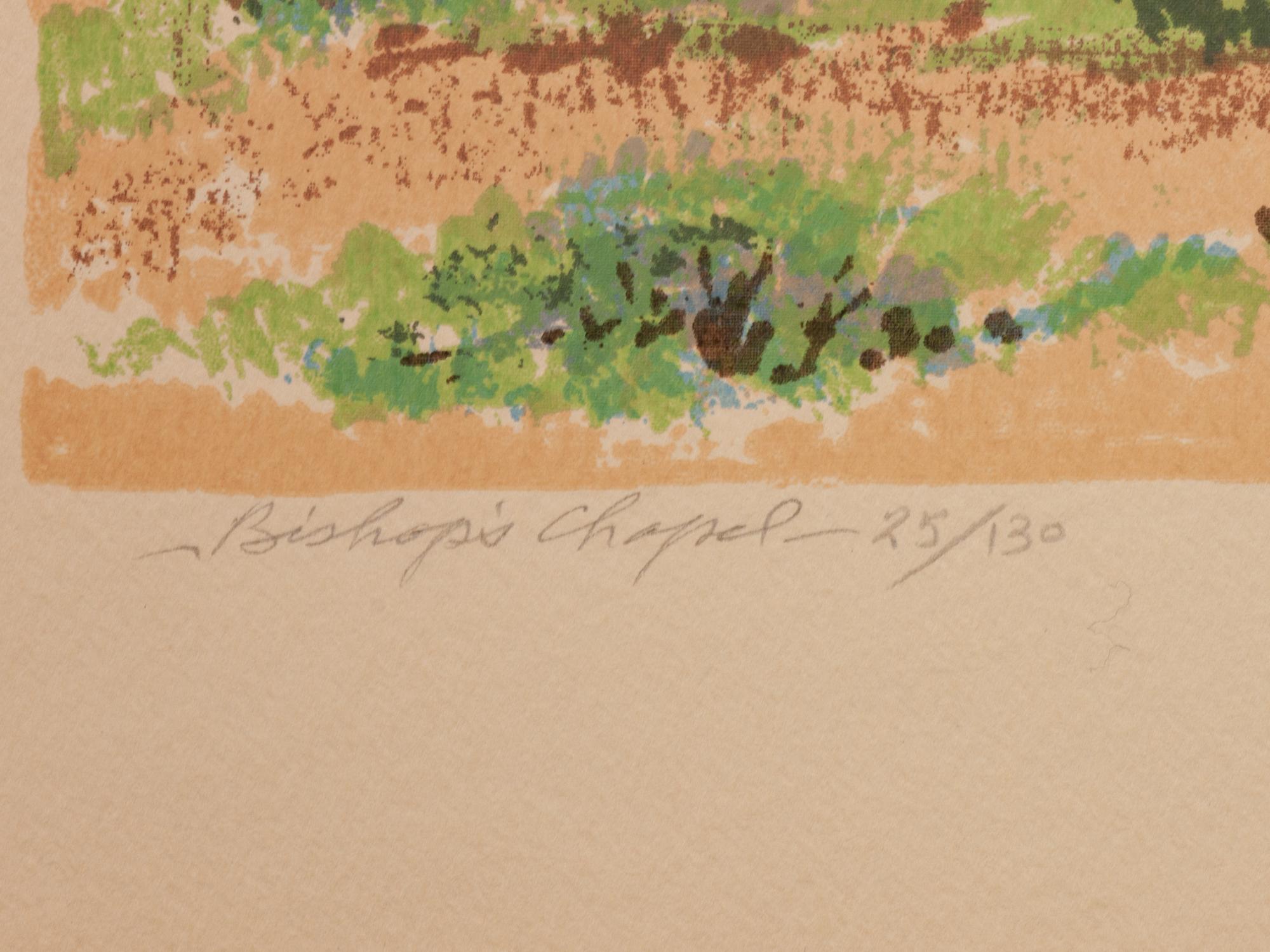 Five Works: Bishop's Chapel, edition 25/130; Spring Pastures , edition 23/130; Lilies , edition 31/120; New Mexico Village , edition 63/115; The Beaver Pond