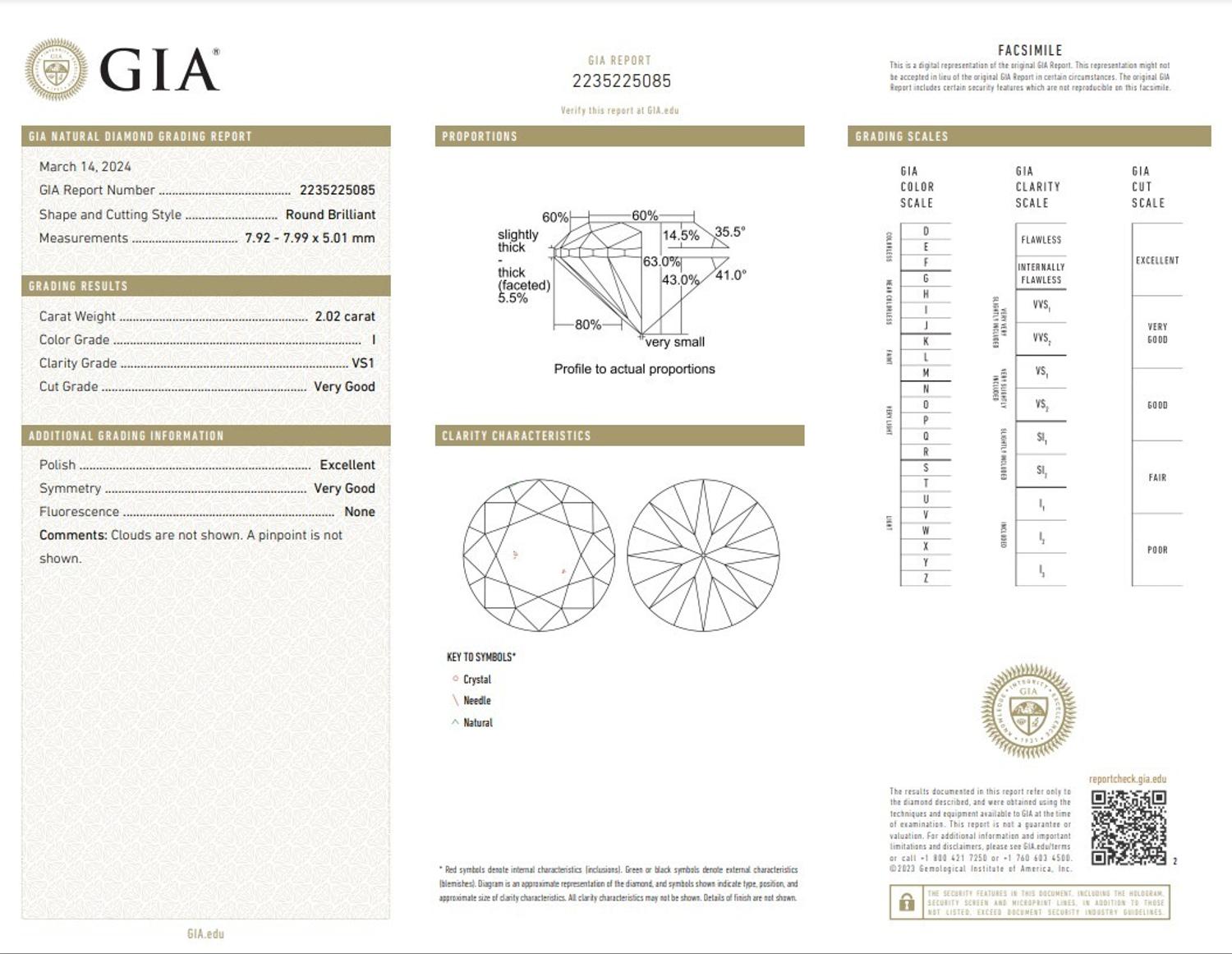 2.02 CARAT ROUND BRILLIANT CUT DIAMOND