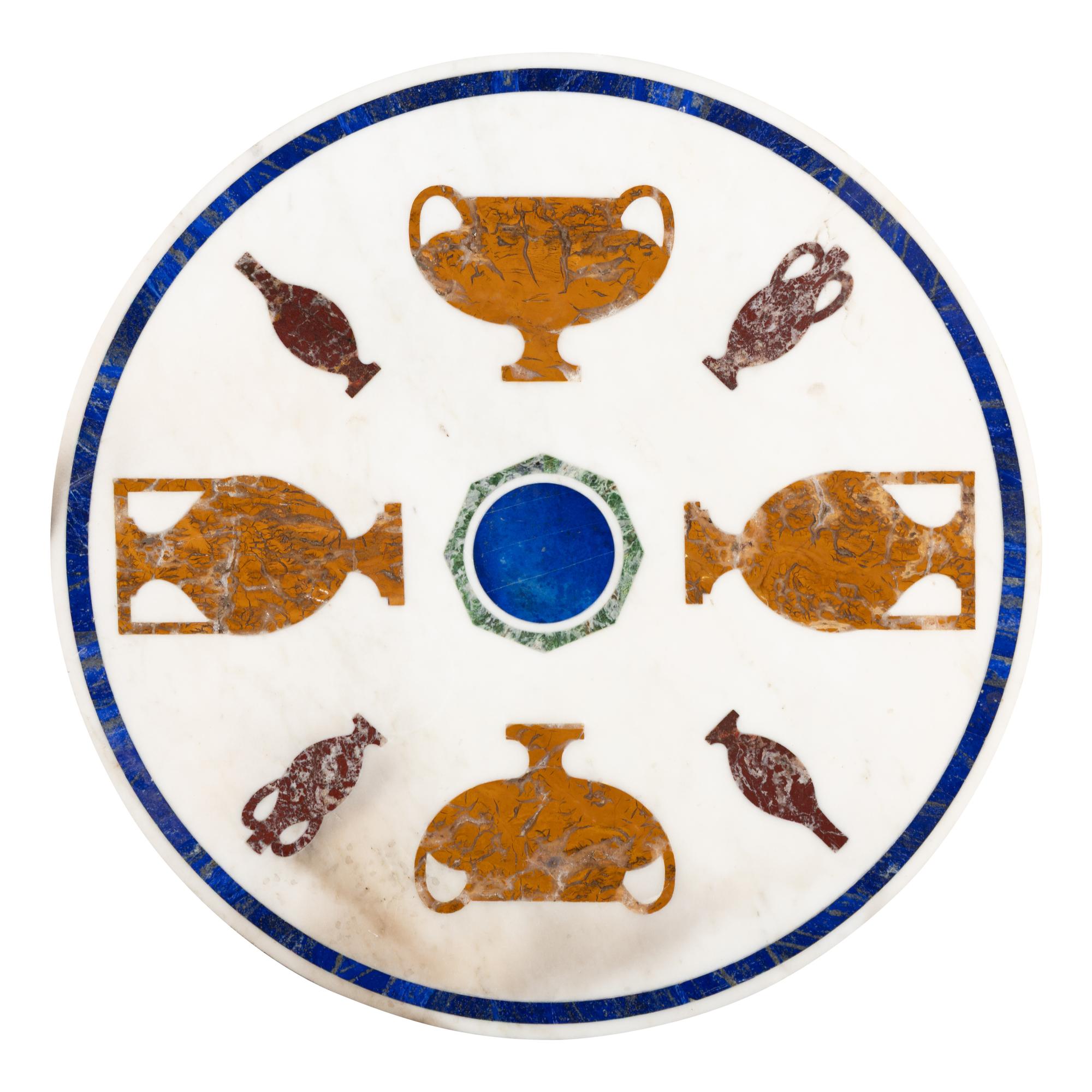 A Pair of Italian Pietra Dura Marble, Diaspore and Lapis-Lazuli Table Tops