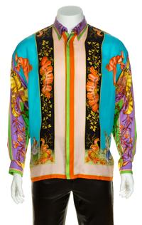 A Gianni Versace Silk Atelier Print Shirt, Size 48.