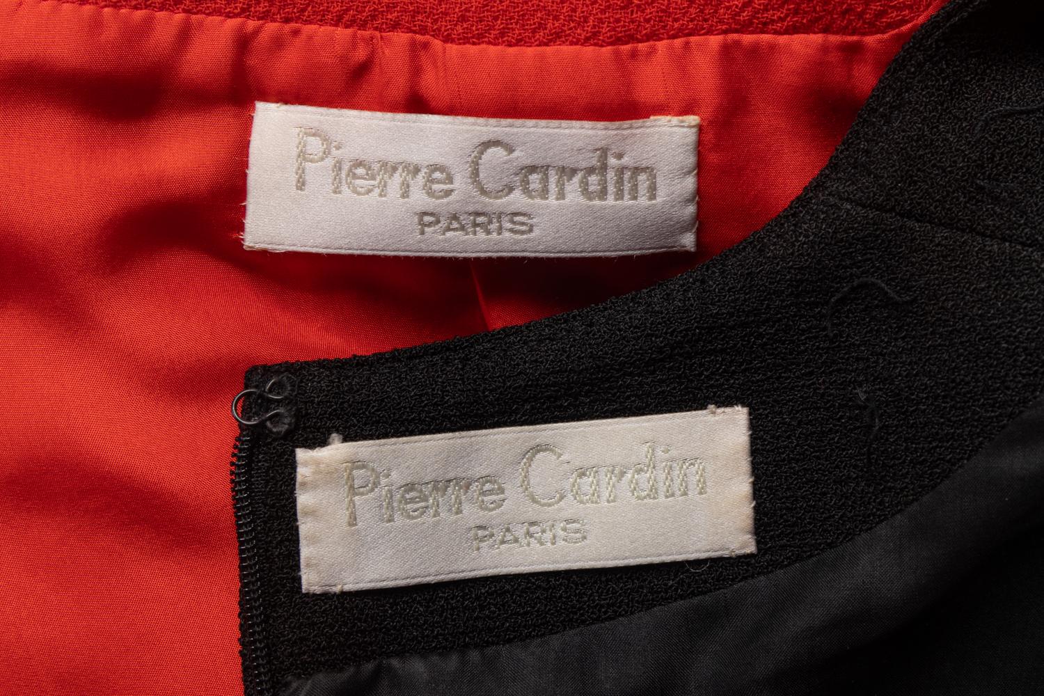 Pierre Cardin Haute Couture Orange Coat and Black Dress