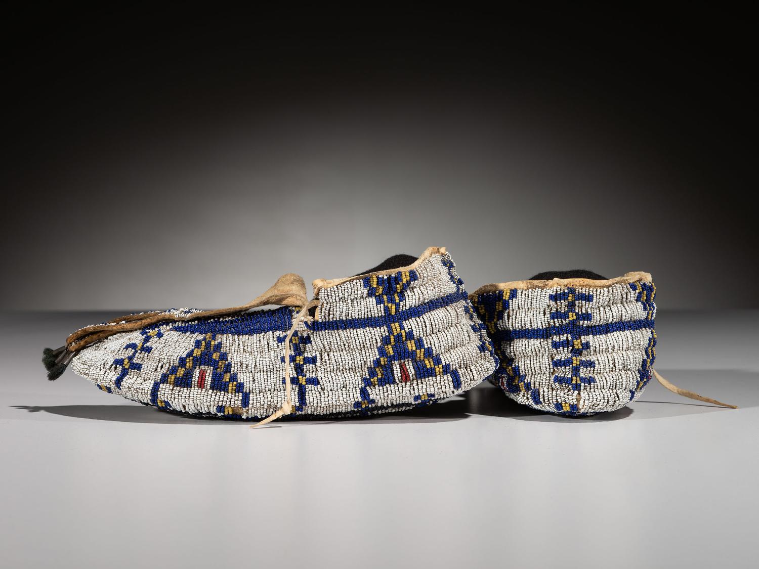 Sioux Fully Beaded Hide Moccasins