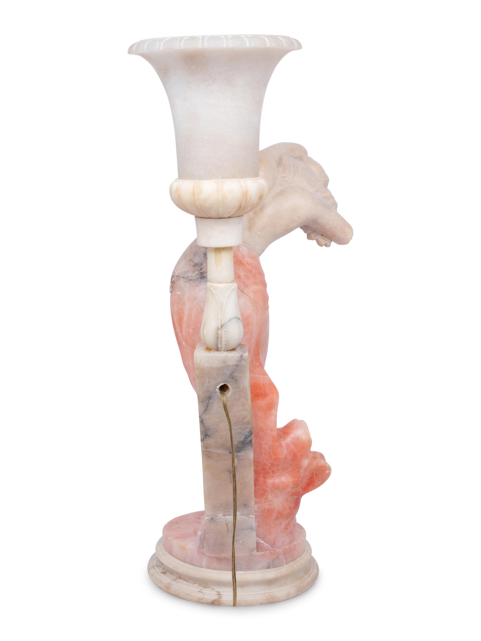 An Italian Alabaster Figural Lamp