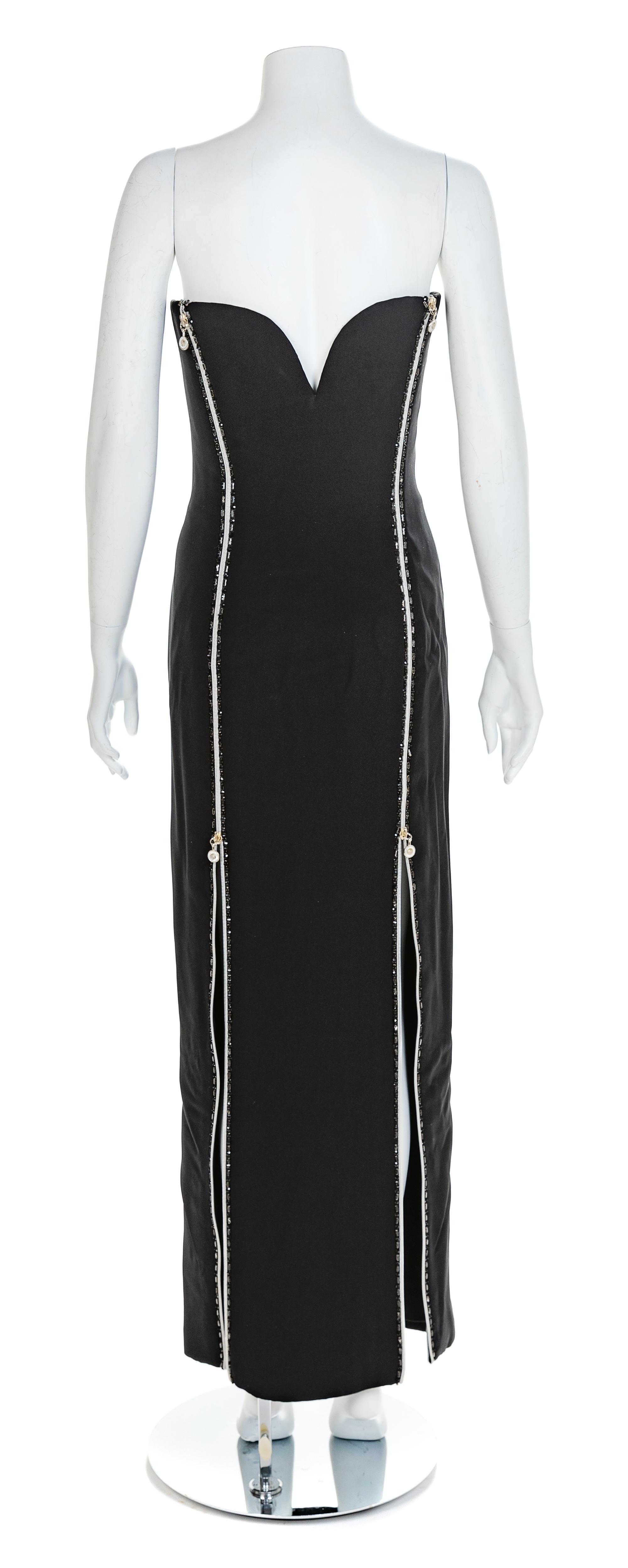 Atelier Versace Strapless Evening Dress with Beaded Trim, 1990s No size label