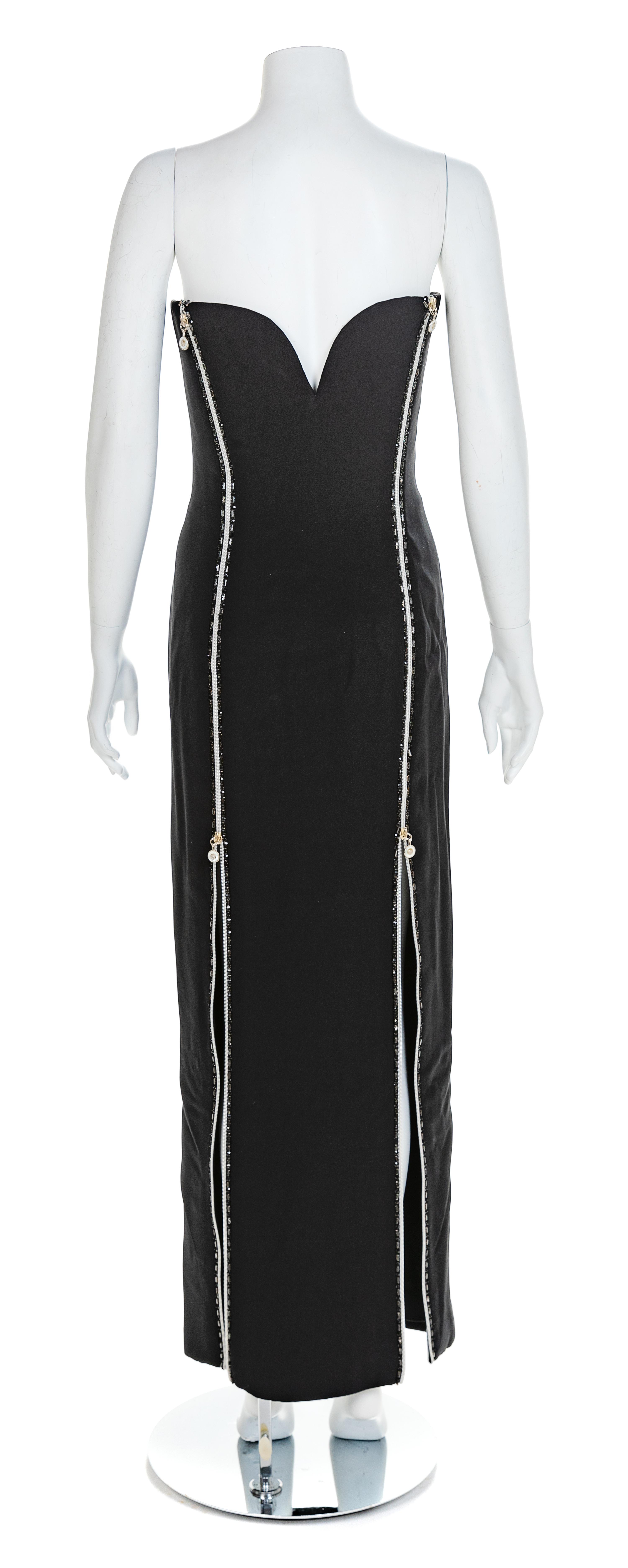 Atelier Versace Strapless Evening Dress with Beaded Trim, 1990s No size label
