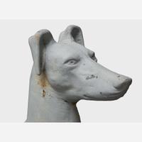 A pair of grey-painted cast iron greyhounds Attributed to J.W. Fiske & Co., New York, NY, late 19th century