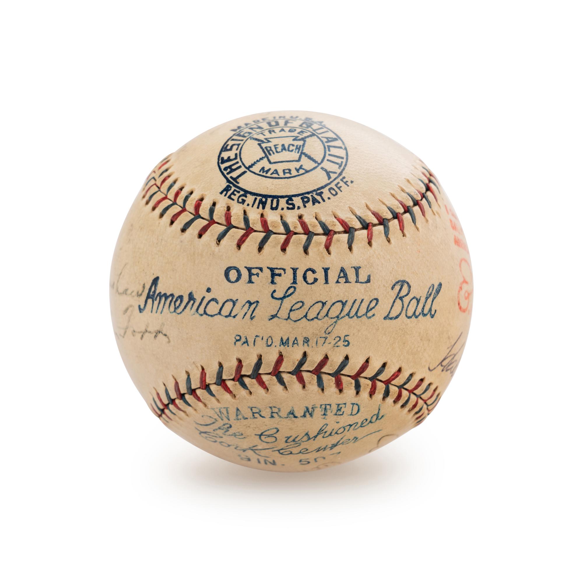 A Legendary Signed Autographed Baseball Featuring Babe Ruth, Hank Aaron, Lou Gehrig, Jimmie Foxx, Al Simmons, Connie Mack, Lefty Grove and George Earnshaw (Beckett Authentication Services)