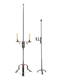 A William and Mary Style Iron Two-Arm Candelabrum and a Similar Candelabrum
