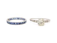 DIAMOND RING AND SAPPHIRE ETERNITY BAND