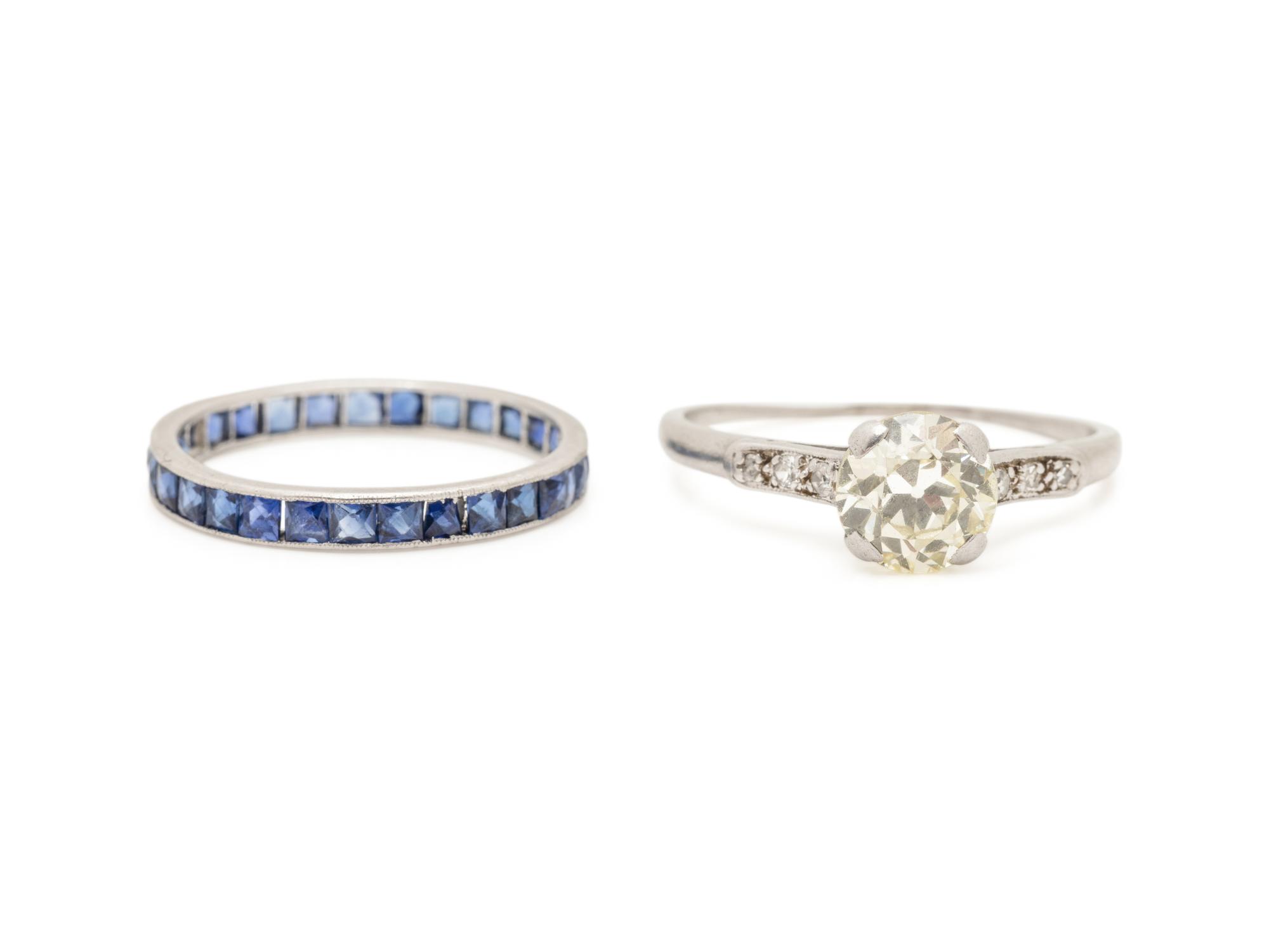 DIAMOND RING AND SAPPHIRE ETERNITY BAND