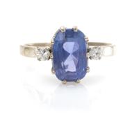 A White Gold, Sapphire and Diamond Ring, 2.30 dwts.