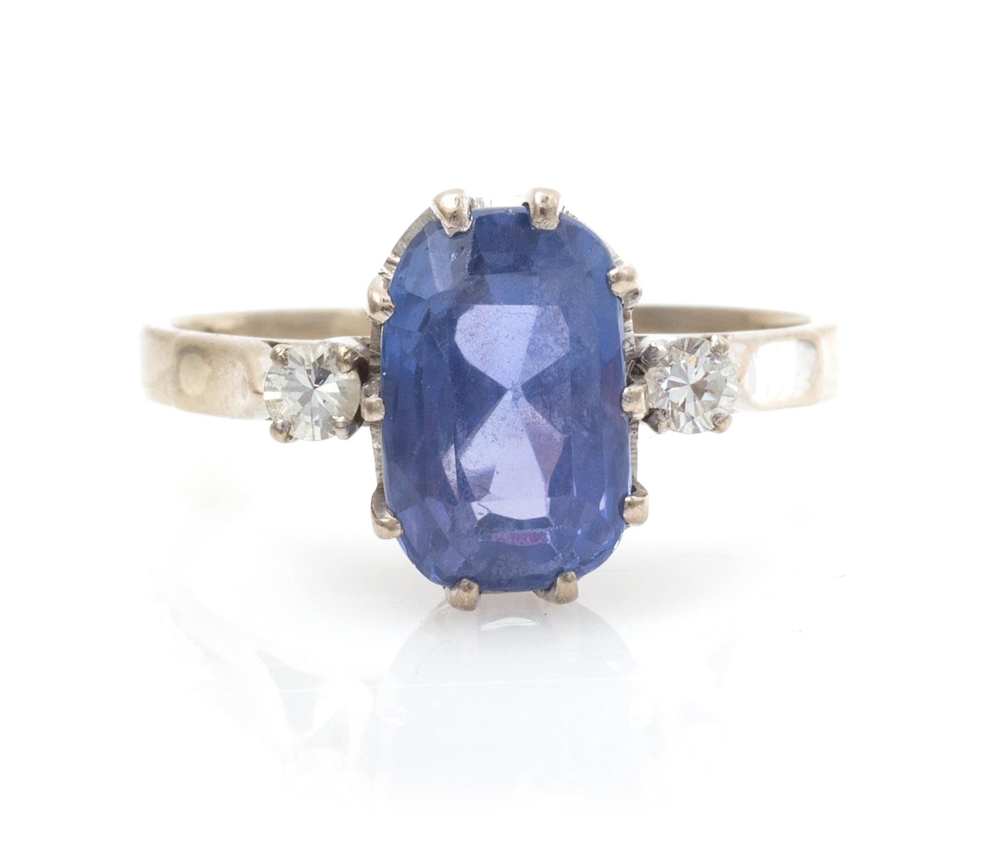 A White Gold, Sapphire and Diamond Ring, 2.30 dwts.