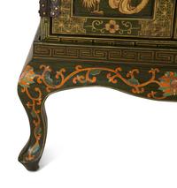 A Chinese Painted and Parcel Gilt Cabinet on Stand