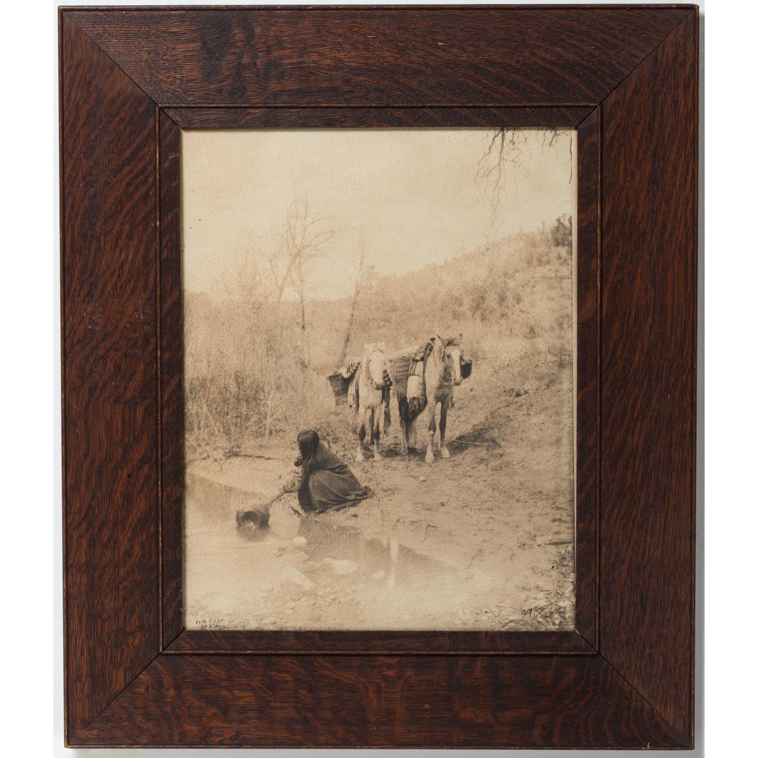 Edward Curtis Signed Platinum Photograph, Getting Water - Apache, 1903