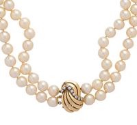 CULTURED PEARL AND DIAMOND NECKLACE