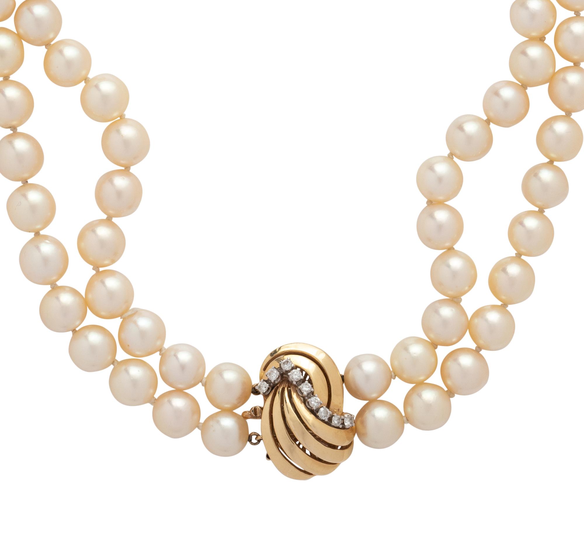 CULTURED PEARL AND DIAMOND NECKLACE