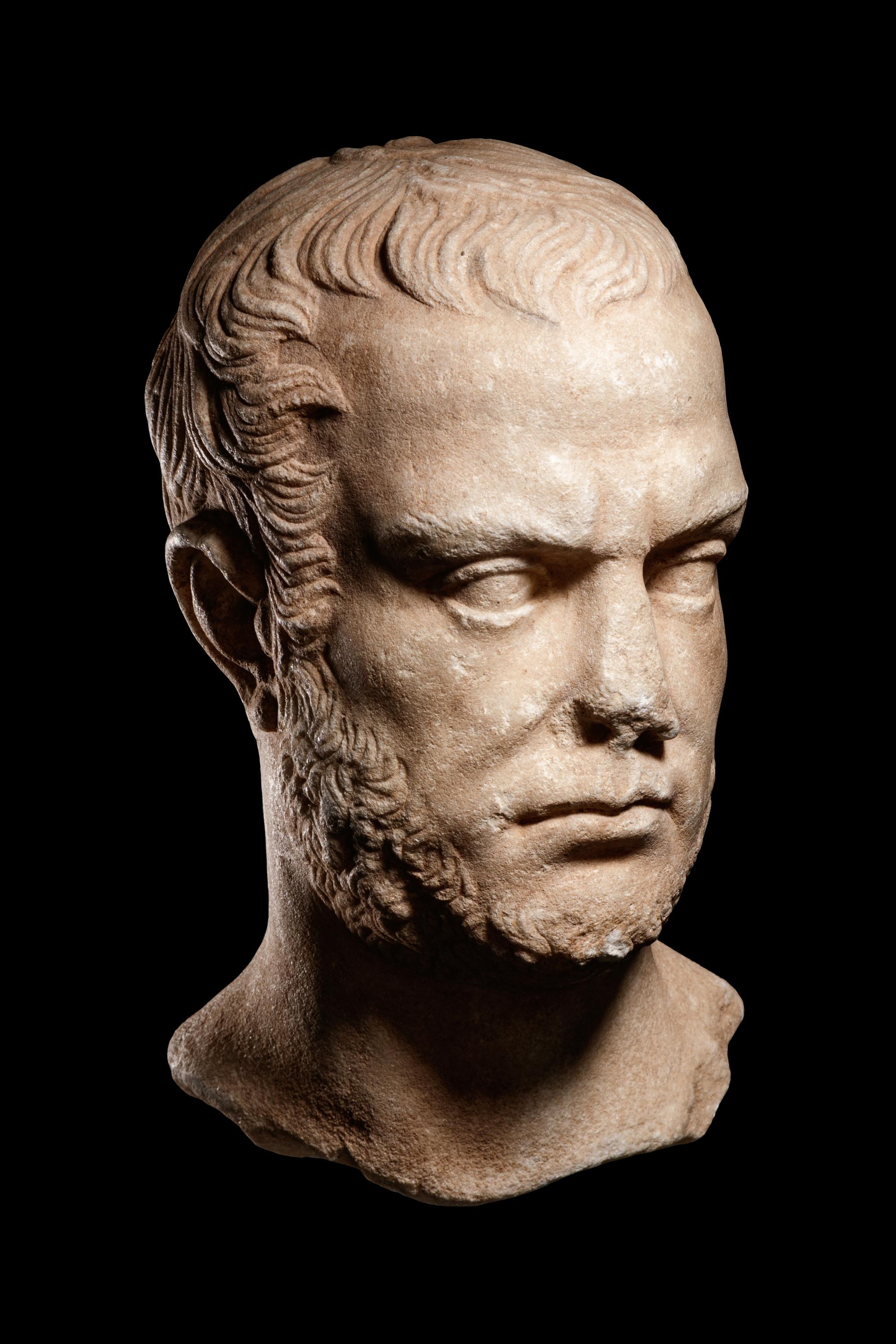 A Roman Marble Head of a Bearded Man
