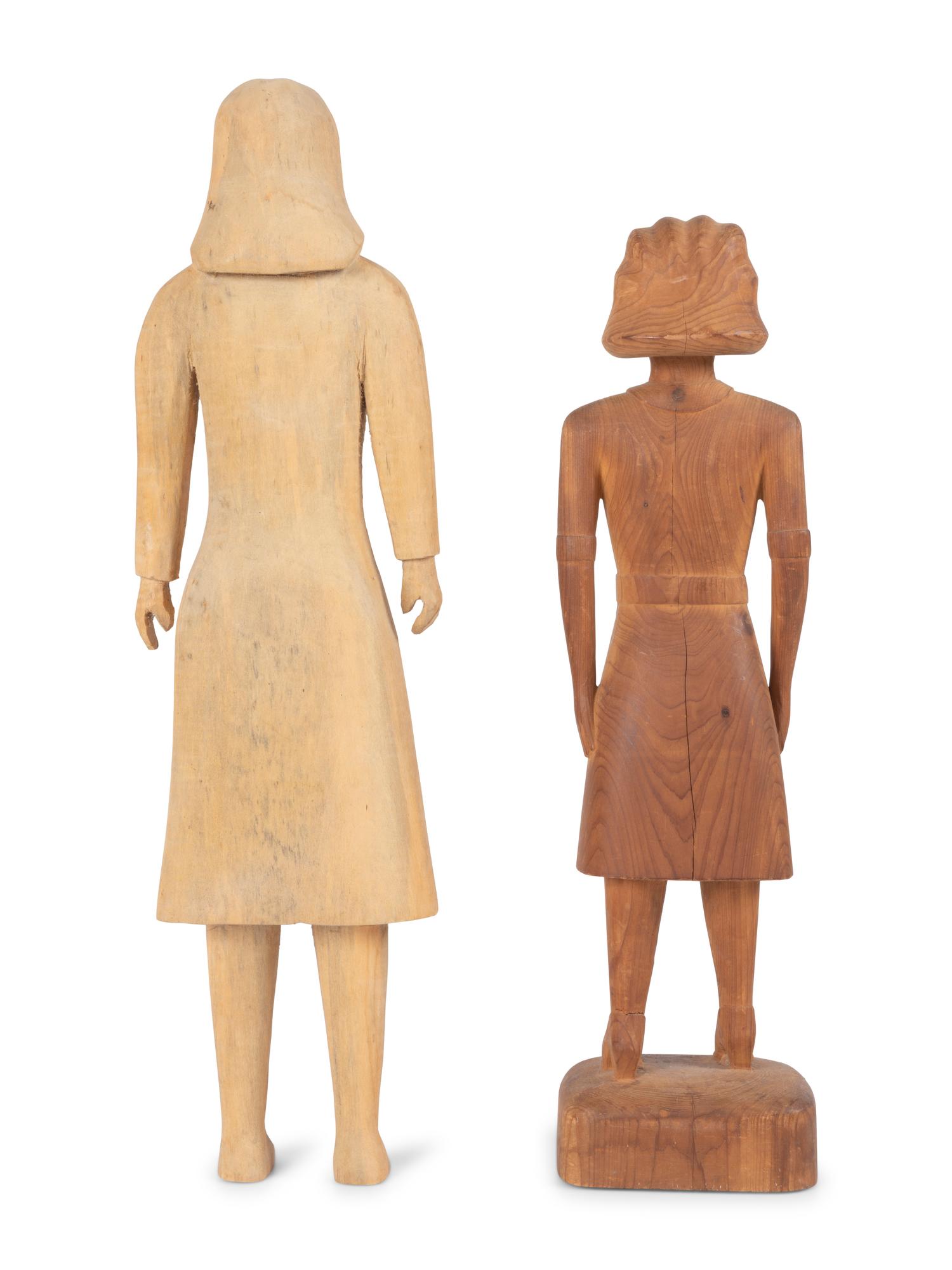 Two Carved Wood School Teacher Figures