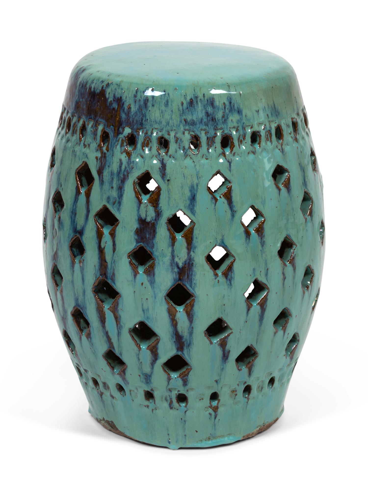 A Polychrome-Glazed and Piece-Decorated Stoneware Garden Stool