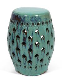 A Polychrome-Glazed and Piece-Decorated Stoneware Garden Stool