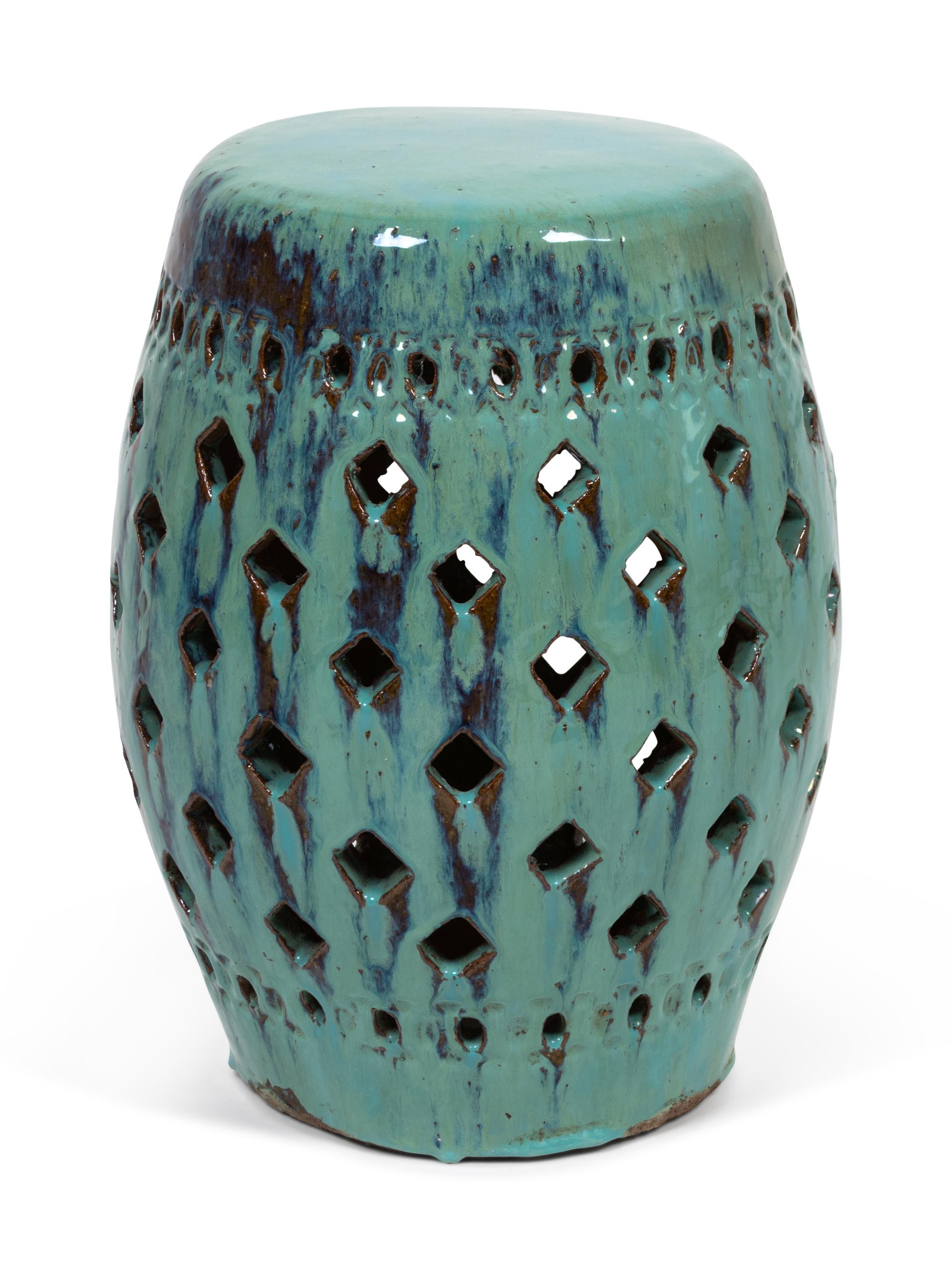 A Polychrome-Glazed and Piece-Decorated Stoneware Garden Stool