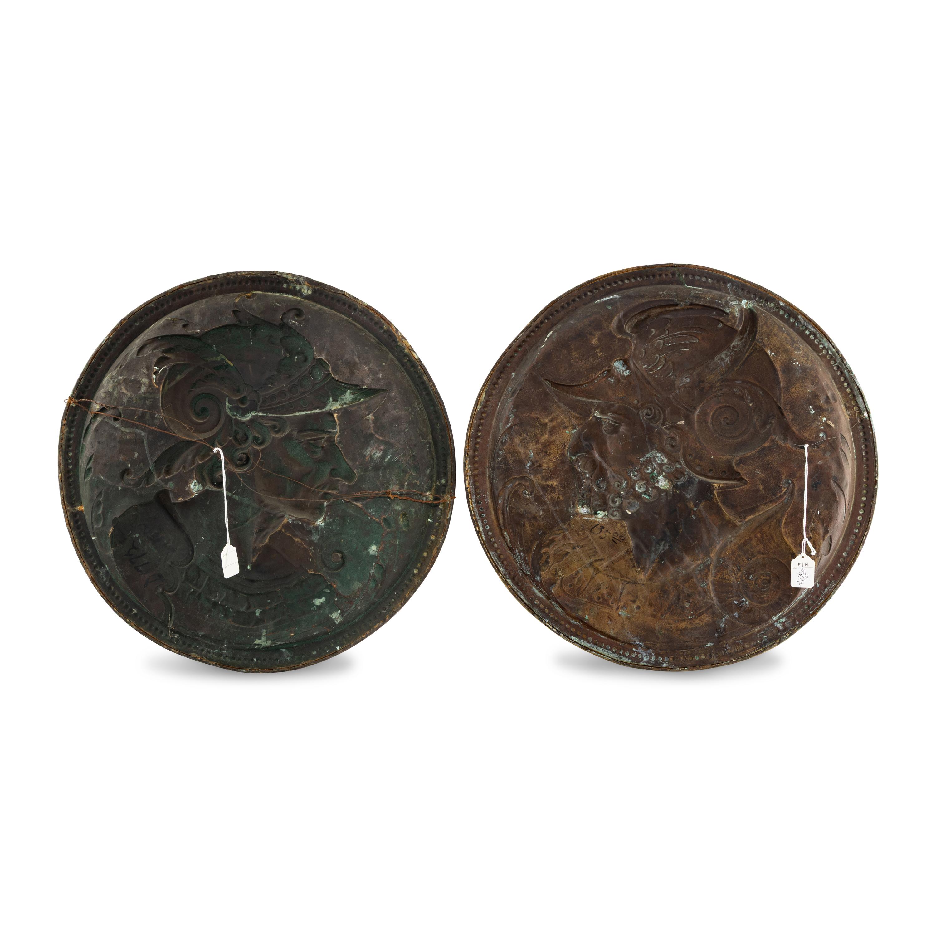 A Pair of Italian Gilt-Metal Profile Medallions
