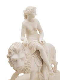 An English Parian Ware Group of Una and the Lion