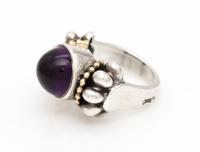 A Sterling Silver, 18 Karat Yellow Gold and Amethyst "Caviar" Ring, Steven Lagos, 8.30 dwts.
