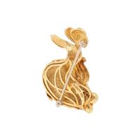 YELLOW GOLD, DIAMOND AND RUBY FISH BROOCH