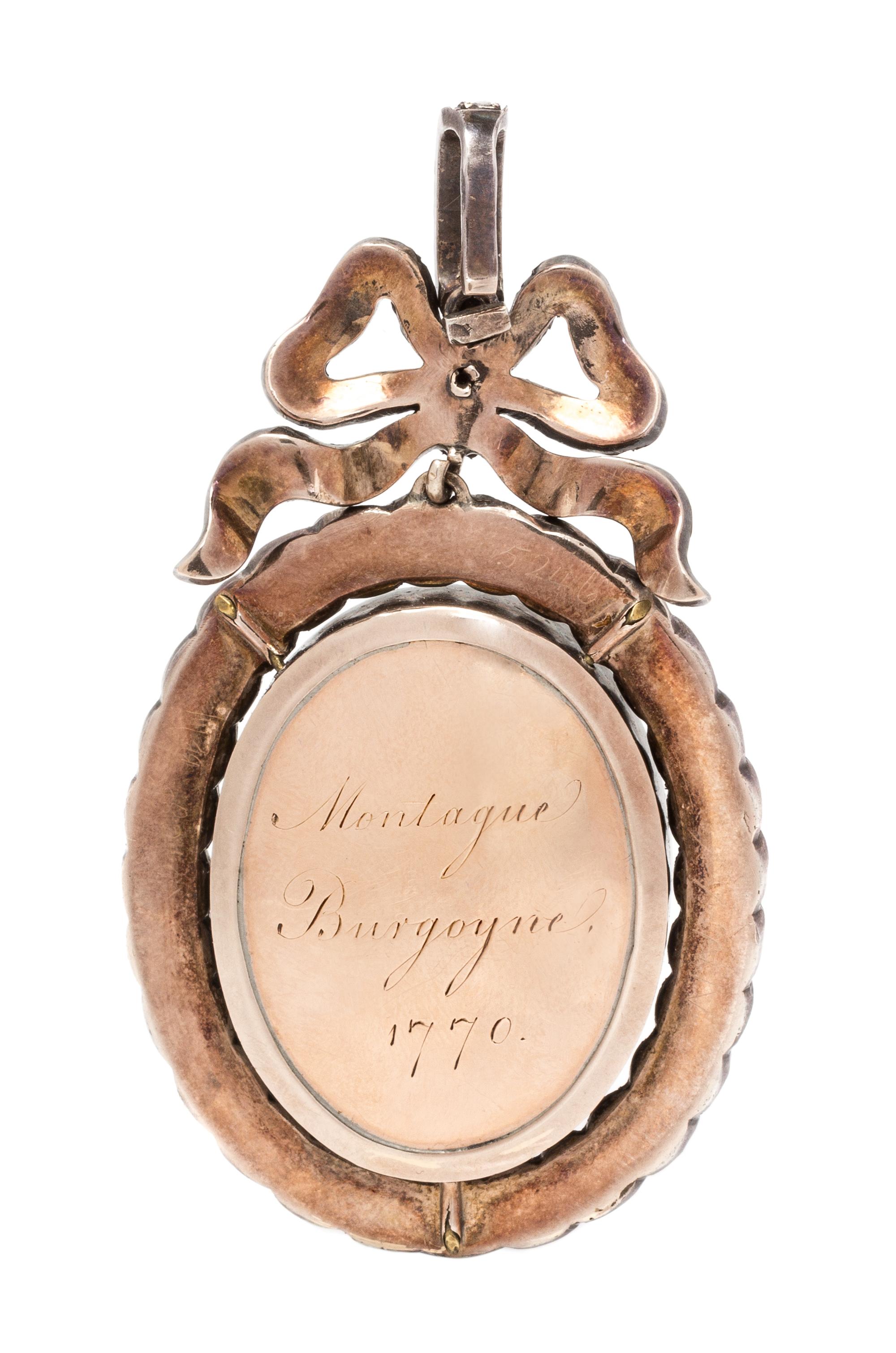 A Georgian Gold, Silver, Diamond and Portrait Miniature Pendant, Circa 1770, 28.50 dwts.