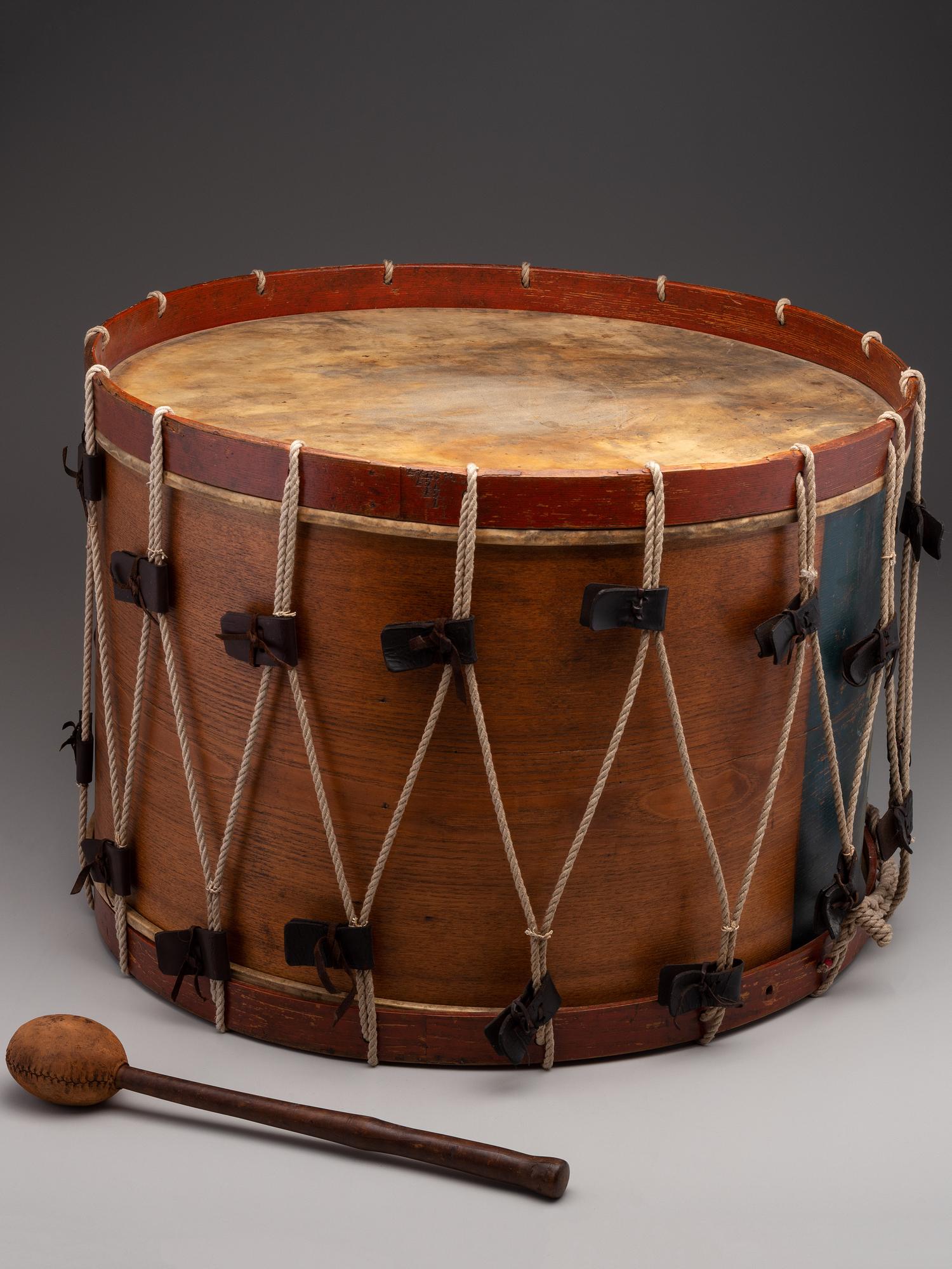 [CIVIL WAR]. Regulation US Infantry bass drum with beater. Manufactured by Horstmann Brothers Co., Philadelphia.