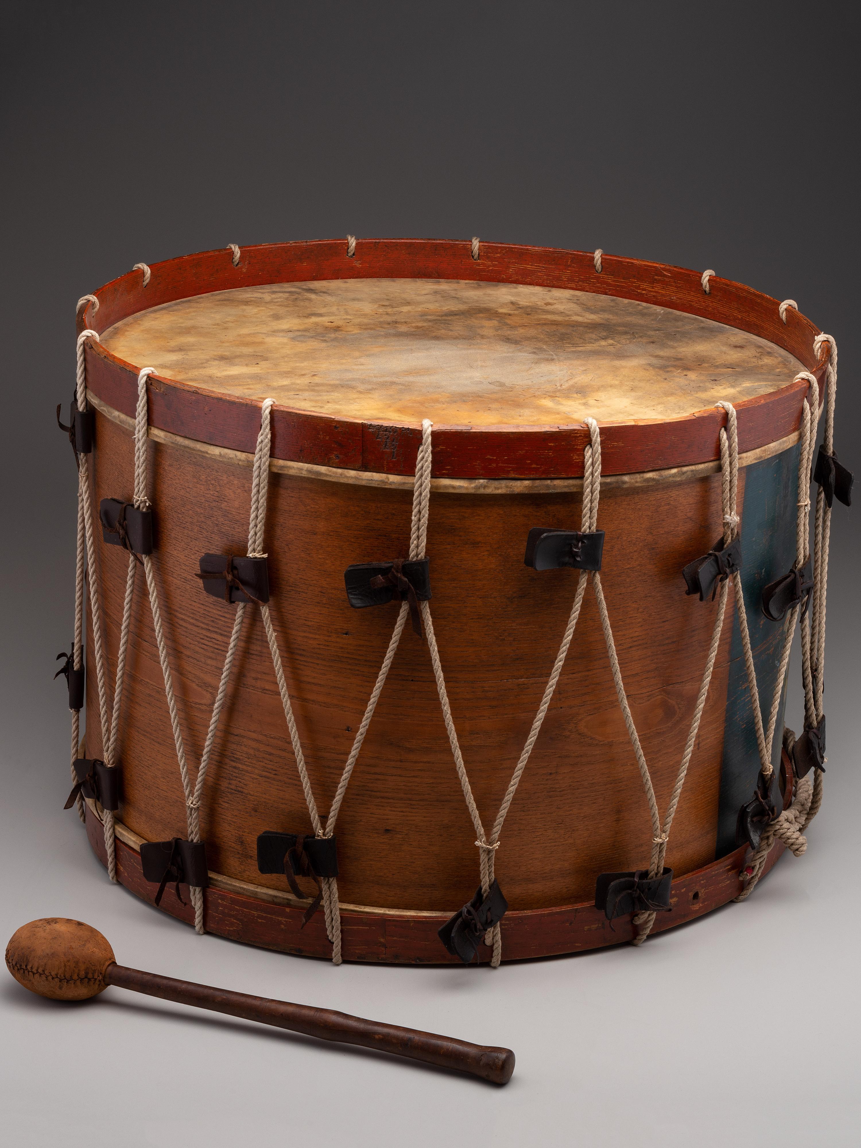[CIVIL WAR]. Regulation US Infantry bass drum with beater. Manufactured by Horstmann Brothers Co., Philadelphia.