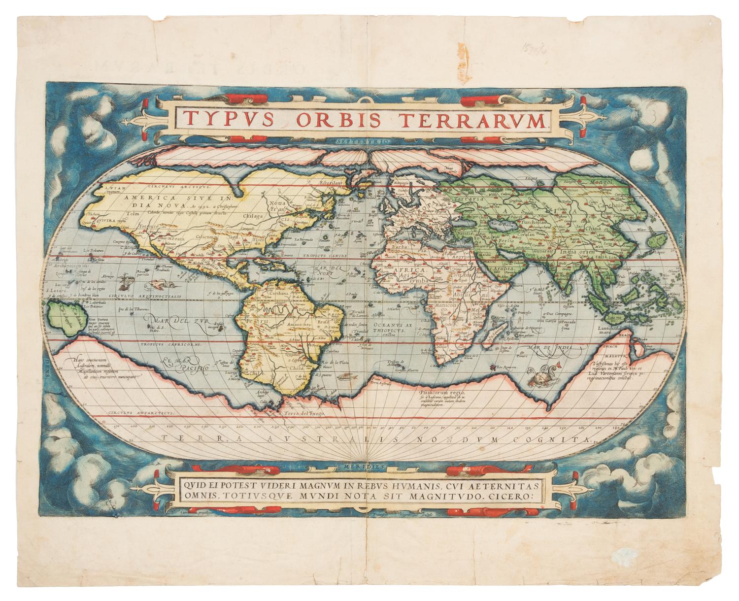 ORTELIUS, Abraham (1527-1598). Typus orbis terrarum. [Antwerp, ca 1584].
