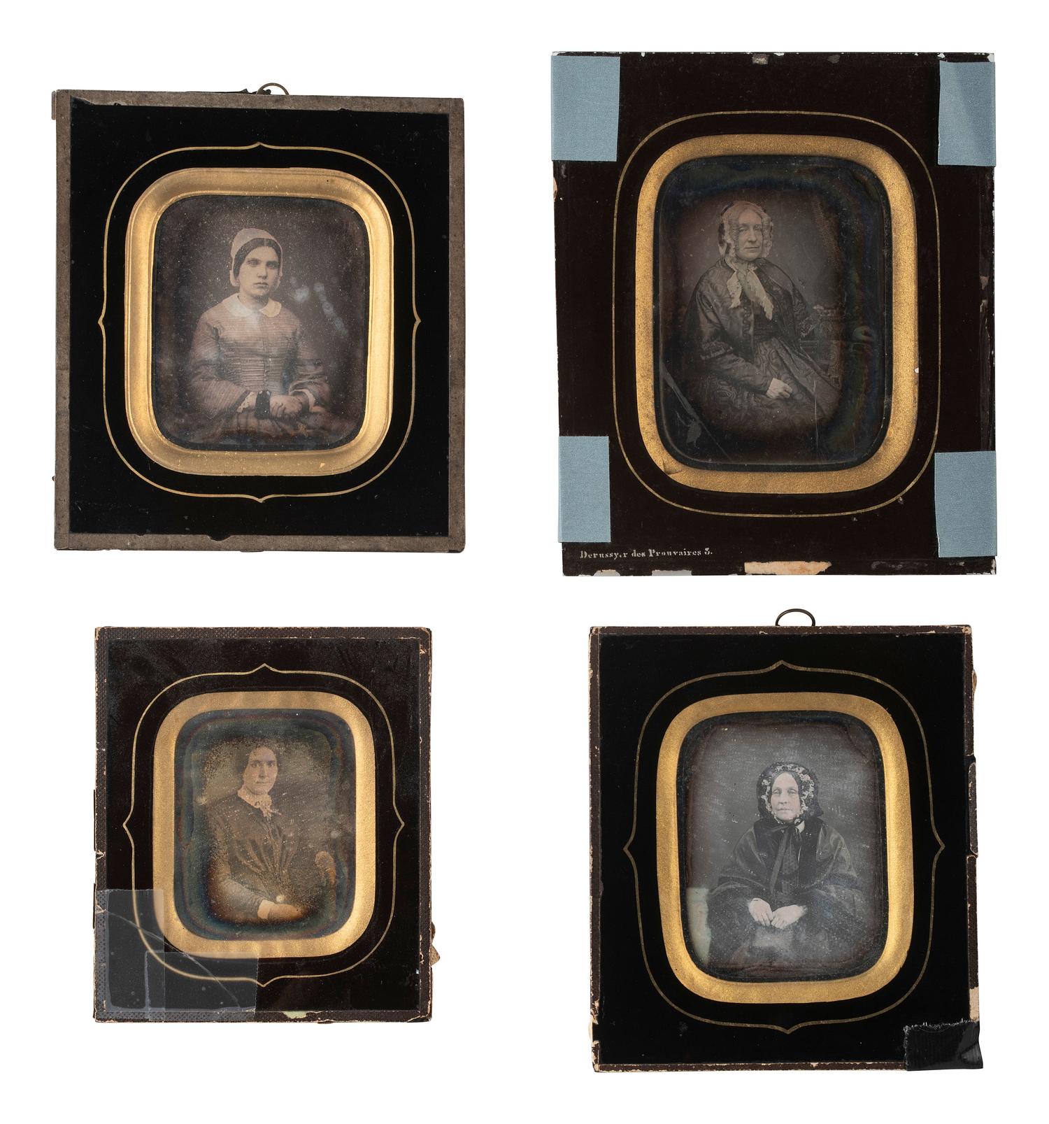 [EARLY PHOTOGRAPHY]. 17 likely European daguerreotypes of women housed in passe partout mounts.