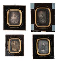 [EARLY PHOTOGRAPHY]. 17 likely European daguerreotypes of women housed in passe partout mounts.