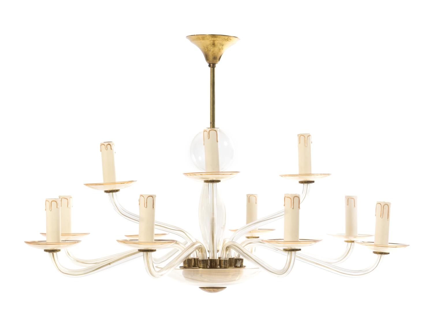 Venetian, SECOND HALF 20TH CENTURY, a pair of glass chandeliers