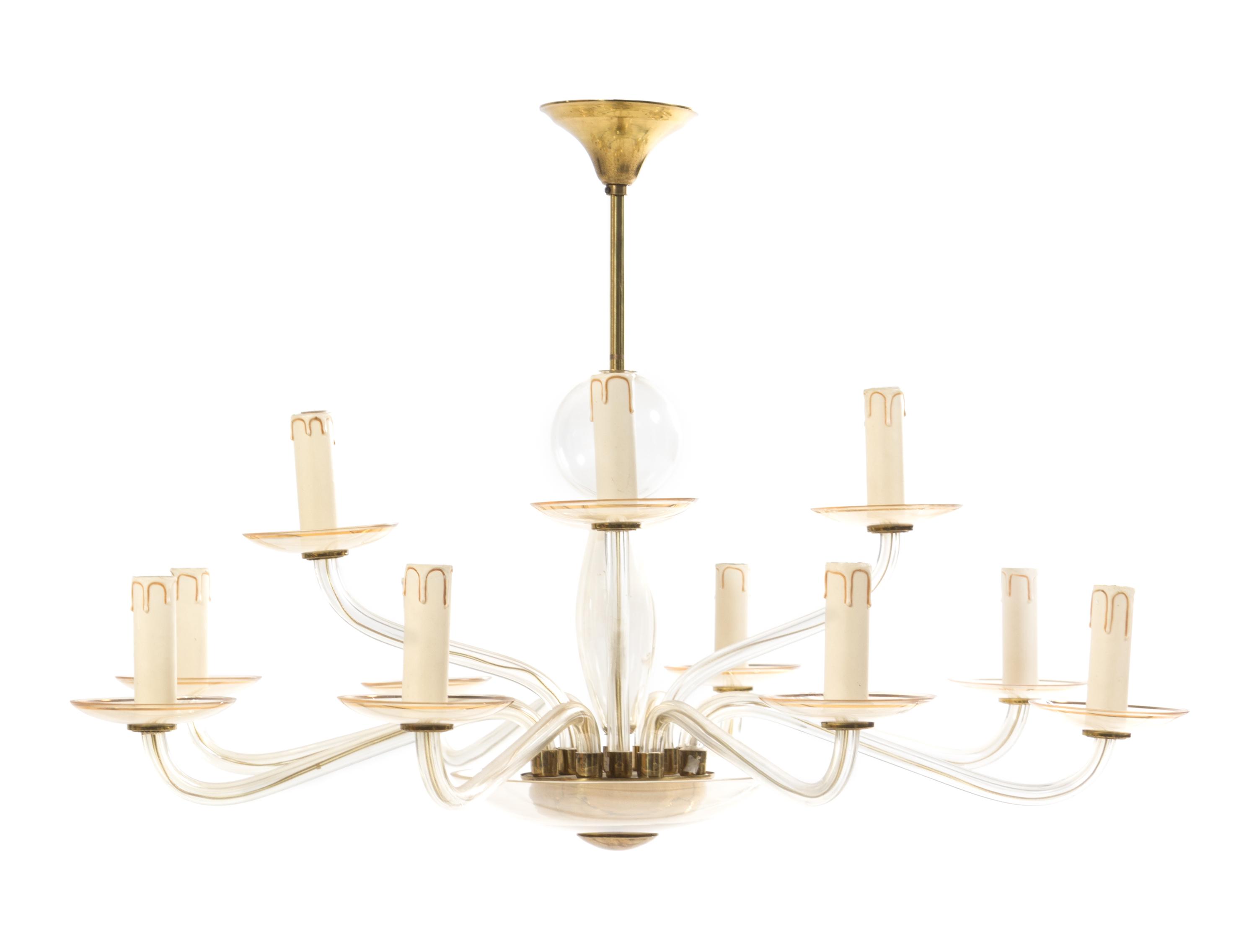 Venetian, SECOND HALF 20TH CENTURY, a pair of glass chandeliers