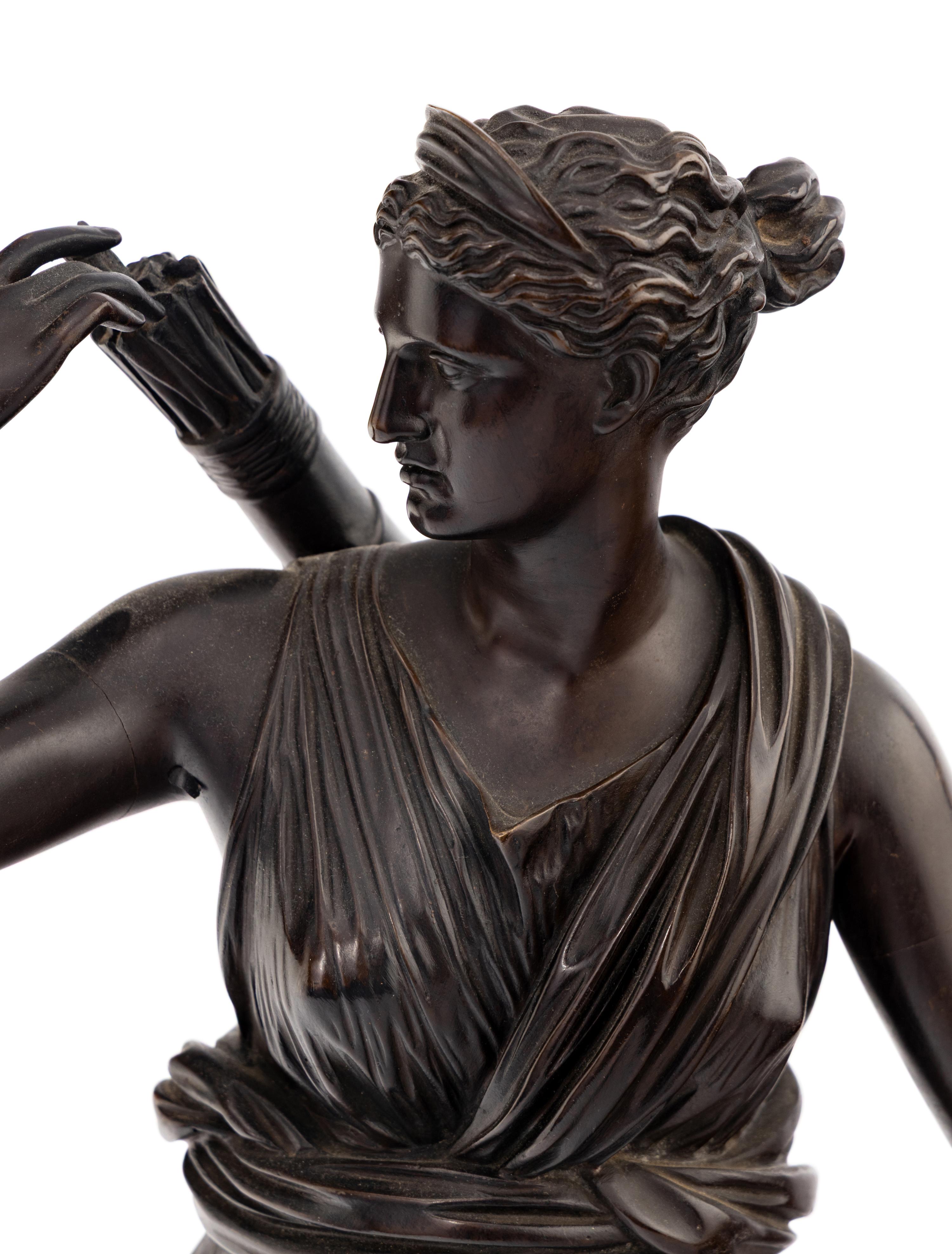 A French Patinated Bronze Figure of Diana of Versailles