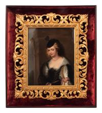 A Berlin (K.P.M.) Porcelain Plaque in a Giltwood Frame