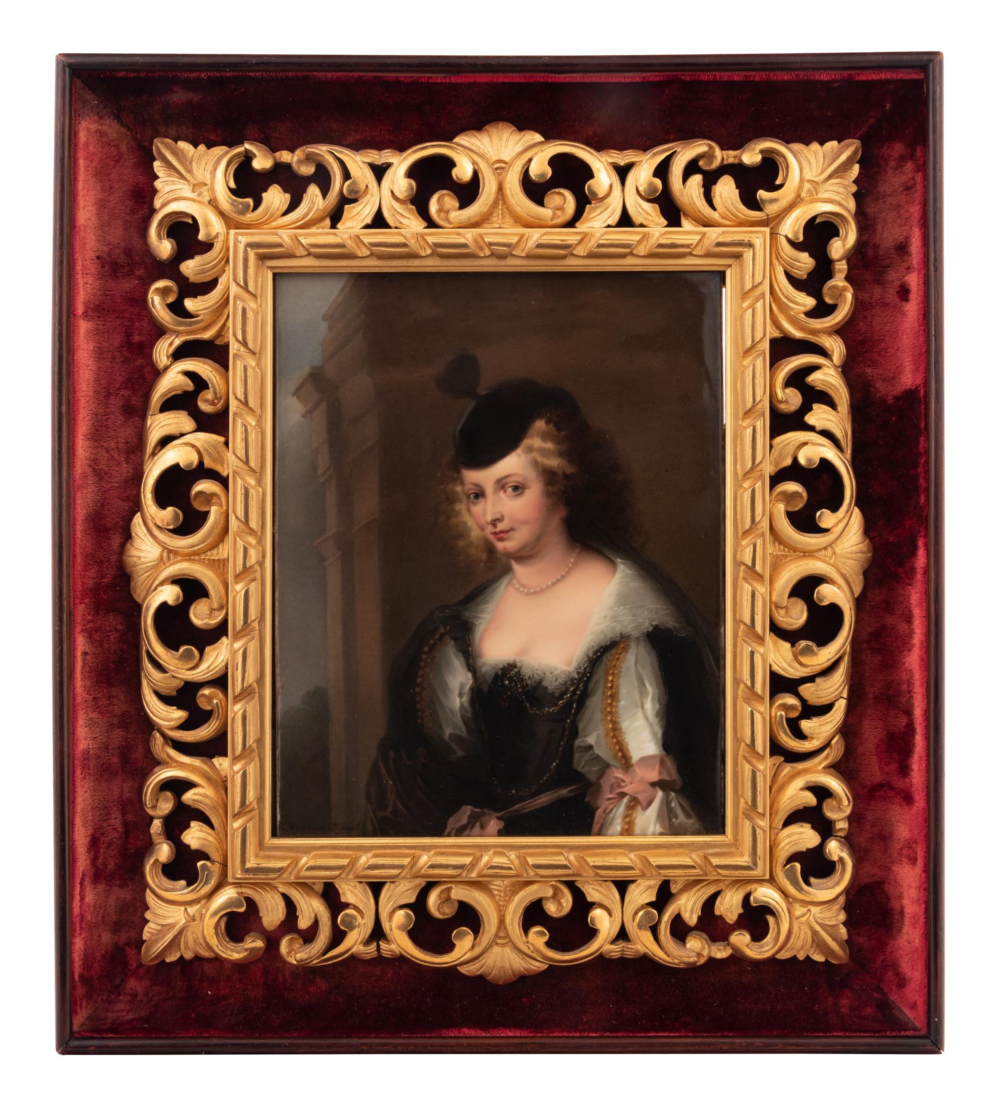 A Berlin (K.P.M.) Porcelain Plaque in a Giltwood Frame