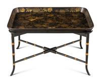 A Victorian Papier-Mâché Tray on Stand