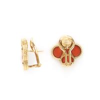YELLOW GOLD AND CORAL EARRINGS