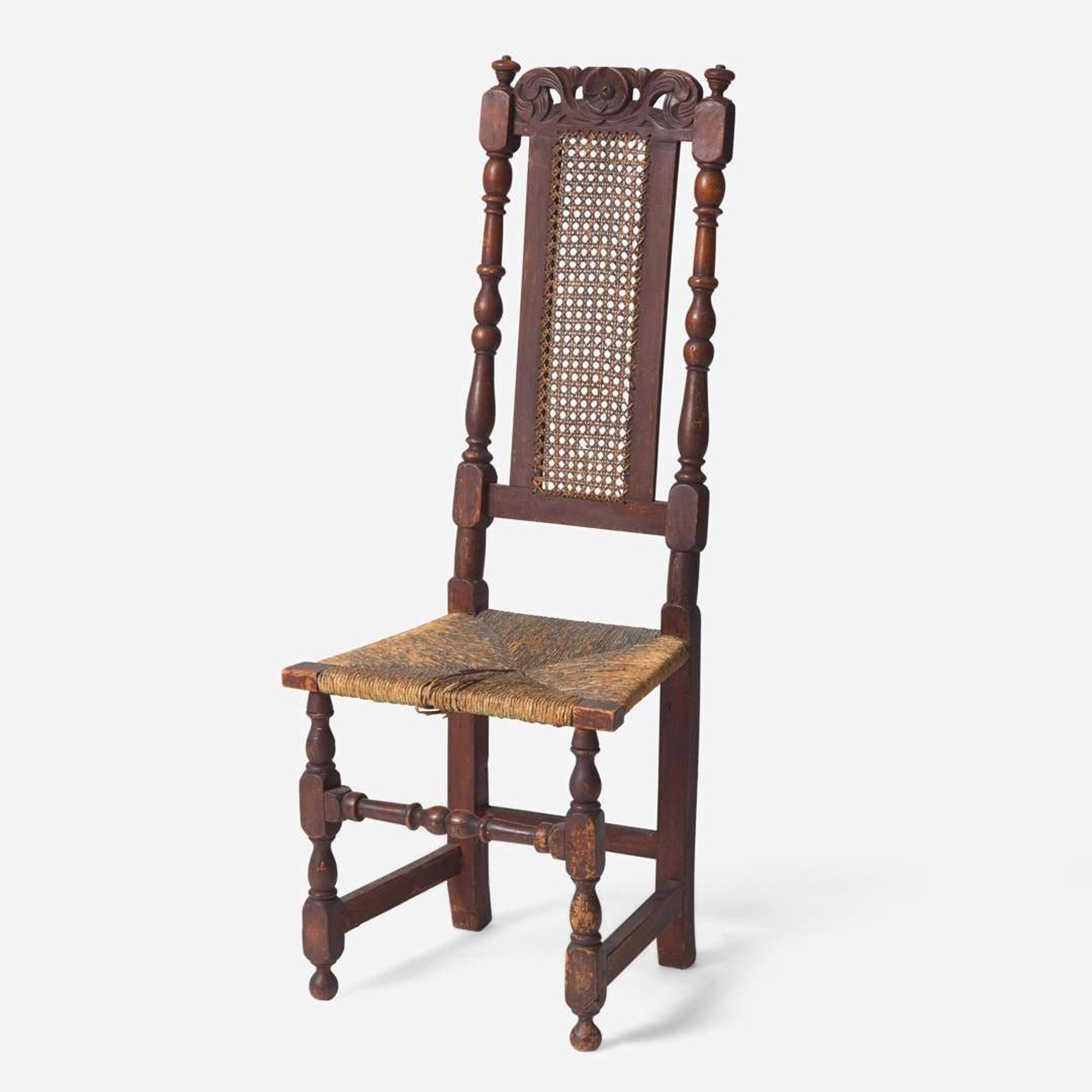 A William & Mary bannister-back and rush seat side chair associated with Francis Marion early 18th century