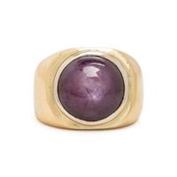 Yellow Gold and Star Purple Sapphire Ring