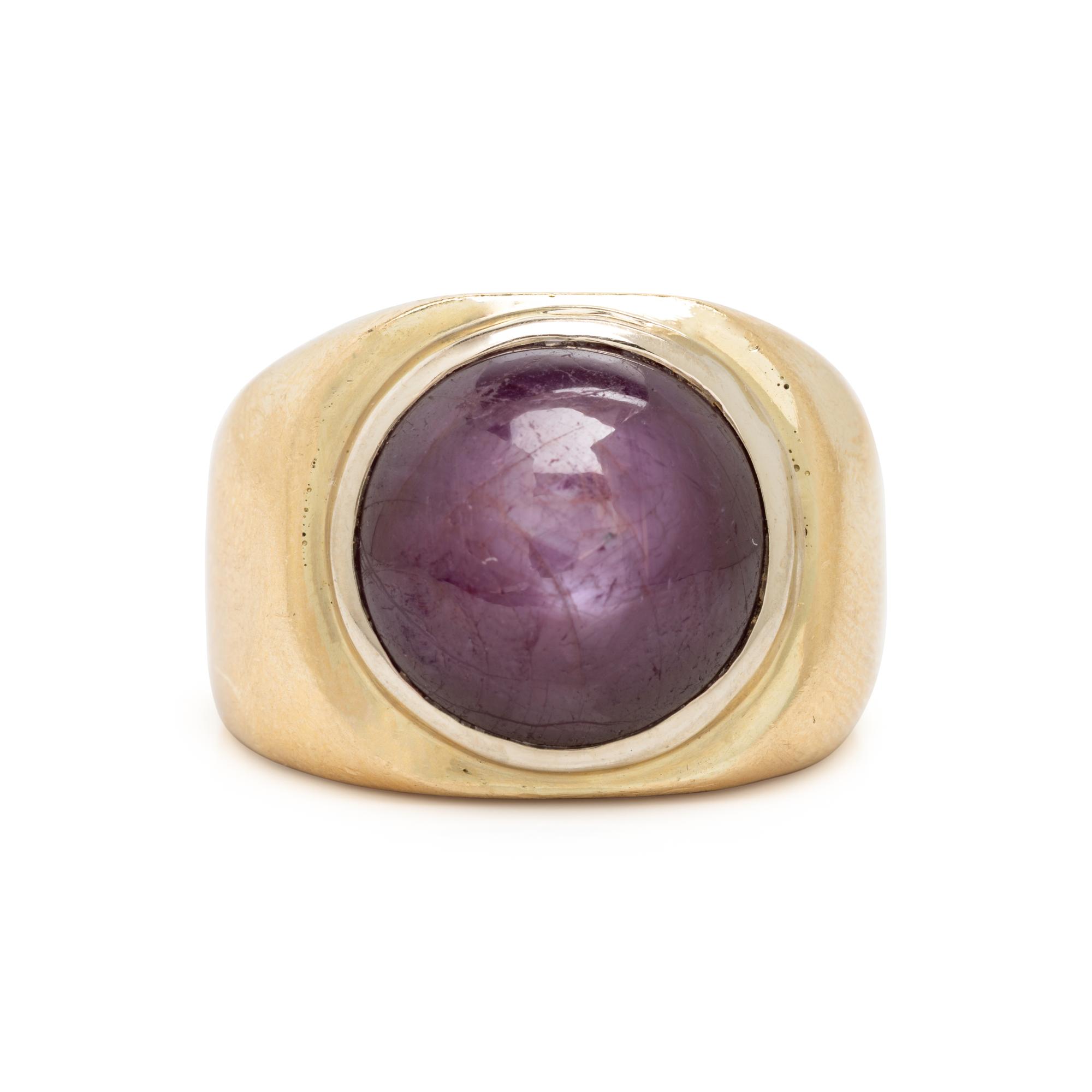 Yellow Gold and Star Purple Sapphire Ring