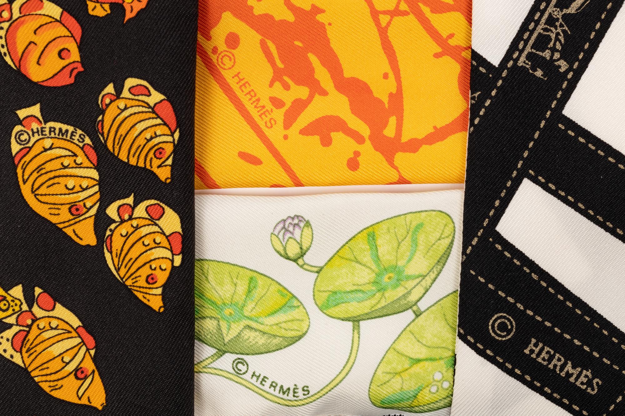 Four Hermès Silk Twillies with Box